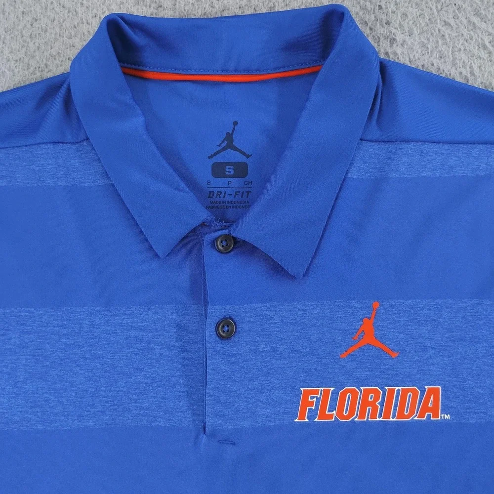 Florida Gators Shirt Mens Small Blue Dri Fit Jordan Polo Striped